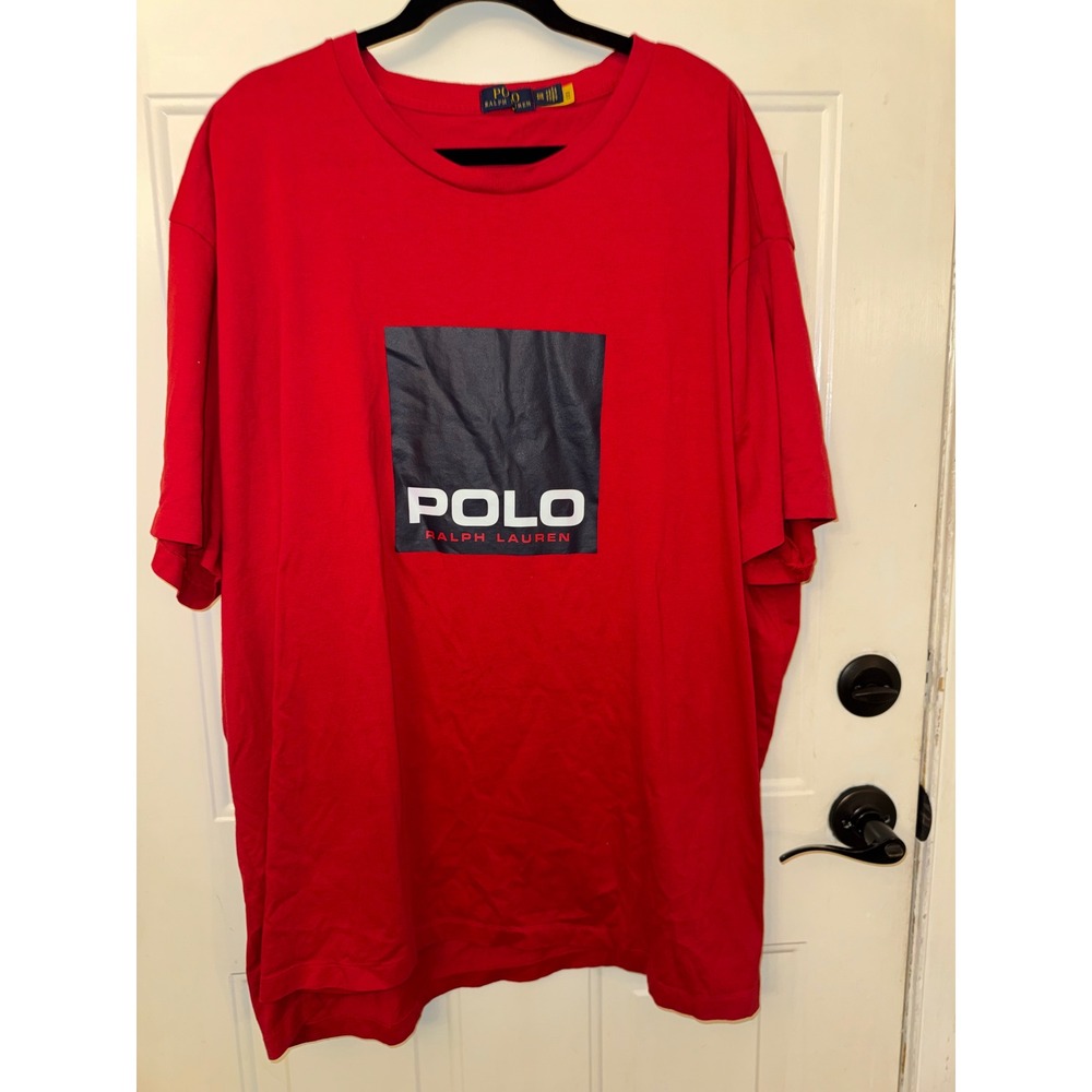 Polo Ralph Lauren Men Red Graphic Box Logo T-Shirt Size 4XB Short Sleeve Tee